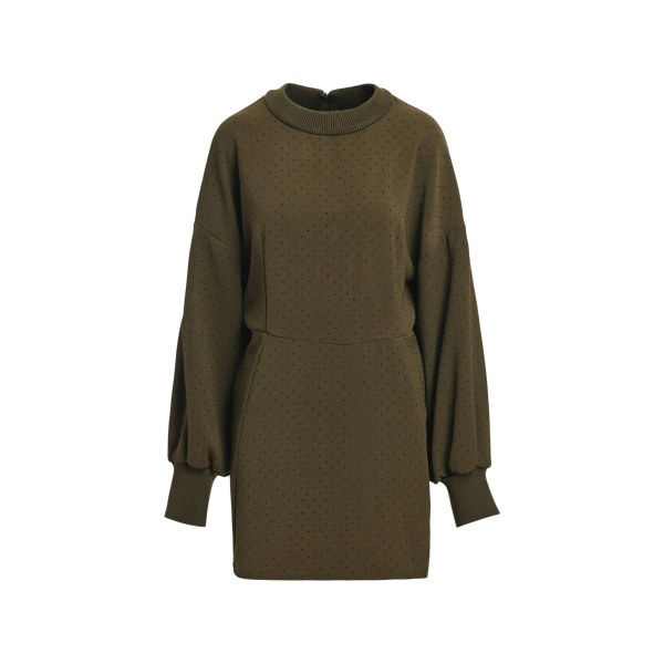 Essentiel Antwerp Khaki rhinestone-embellished mini dress