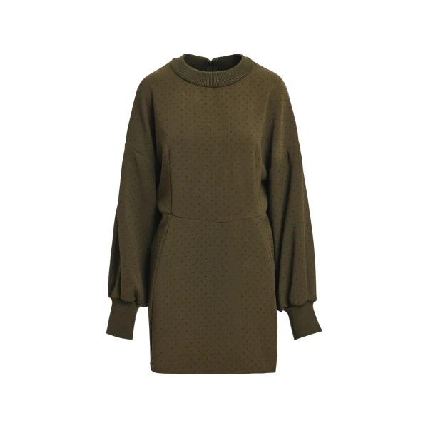 Essentiel Antwerp Khaki rhinestone-embellished mini dress