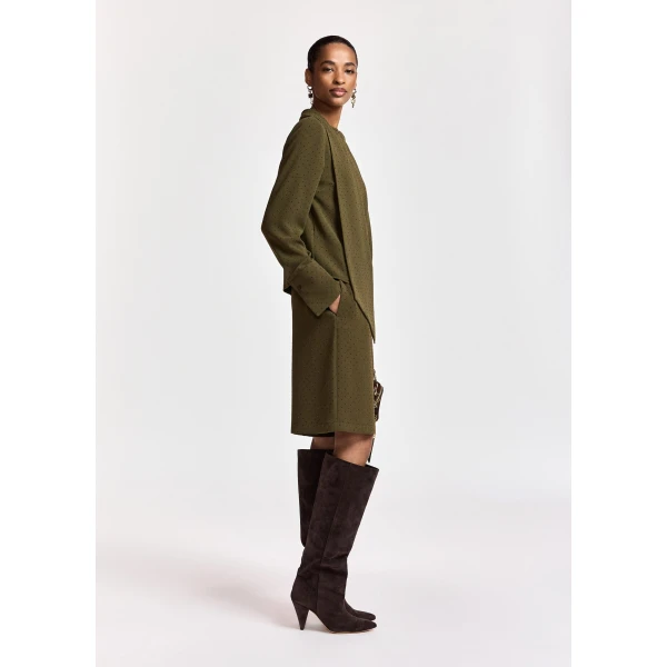 Essentiel Antwerp Khaki rhinestone-embellished wide-leg shorts, view 4