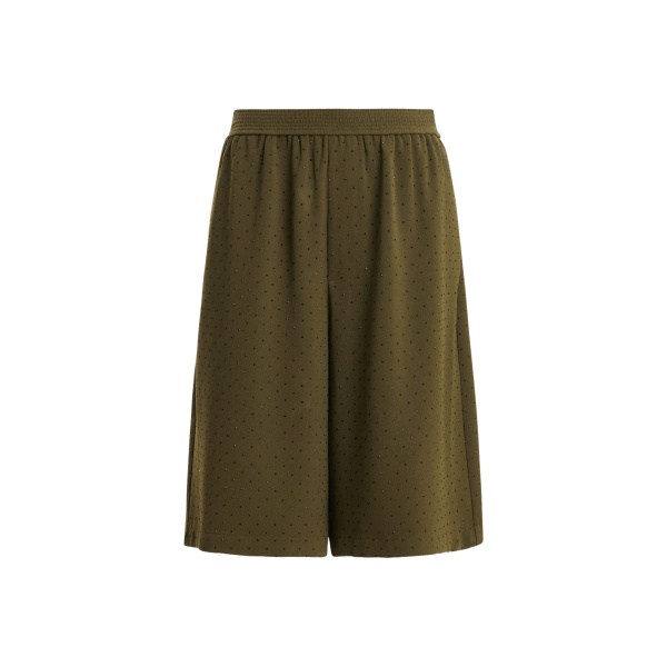 Essentiel Antwerp Khaki rhinestone-embellished wide-leg shorts
