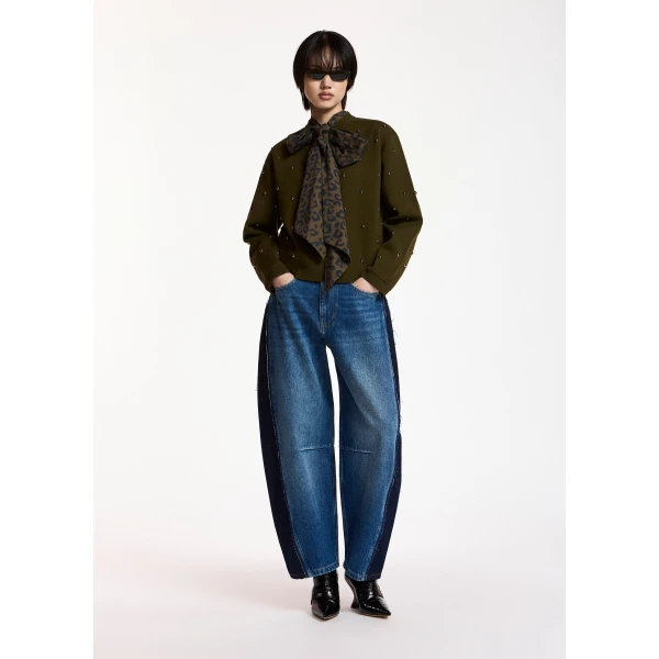Essentiel Antwerp Khaki stud-embellished sweatshirt Knit, view 3
