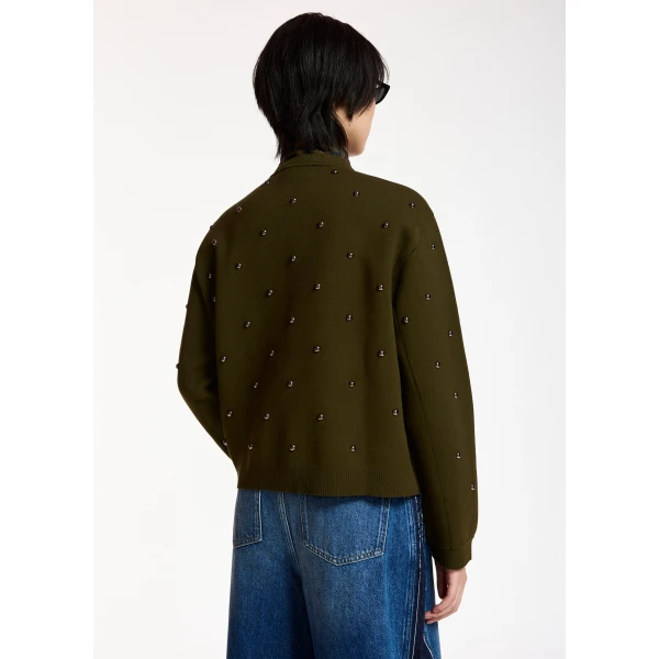 Essentiel Antwerp Khaki stud-embellished sweatshirt Knit, view 5