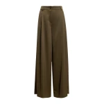 Essentiel Antwerp Khaki wide-leg satin pants