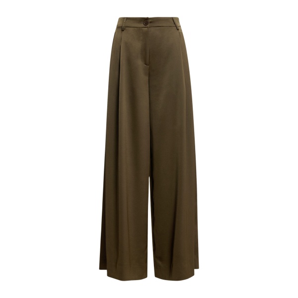 Essentiel Antwerp Khaki wide-leg satin pants