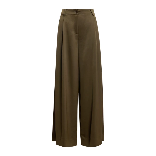 Essentiel Antwerp Khaki wide-leg satin pants