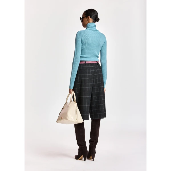 Essentiel Antwerp Light blue ribbed wool-blend turtleneck sweater, view 5
