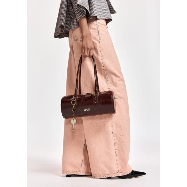 Essentiel Antwerp Light peach dirty-effect finish wide-leg jeans, view 4
