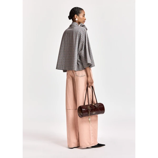 Essentiel Antwerp Light peach dirty-effect finish wide-leg jeans, view 5