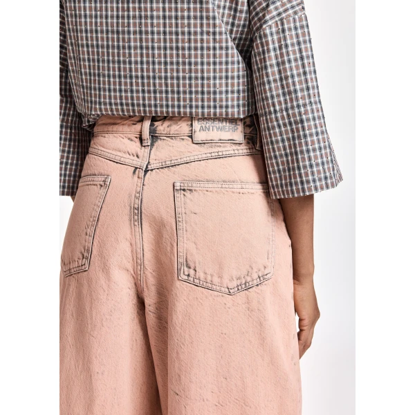 Essentiel Antwerp Light peach dirty-effect finish wide-leg jeans, view 6