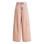 Essentiel Antwerp Light peach dirty-effect finish wide-leg jeans
