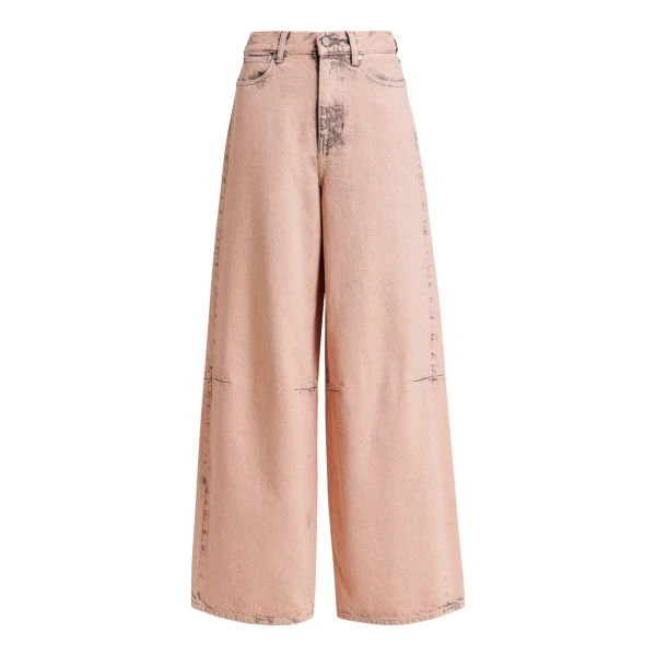Essentiel Antwerp Light peach dirty-effect finish wide-leg jeans