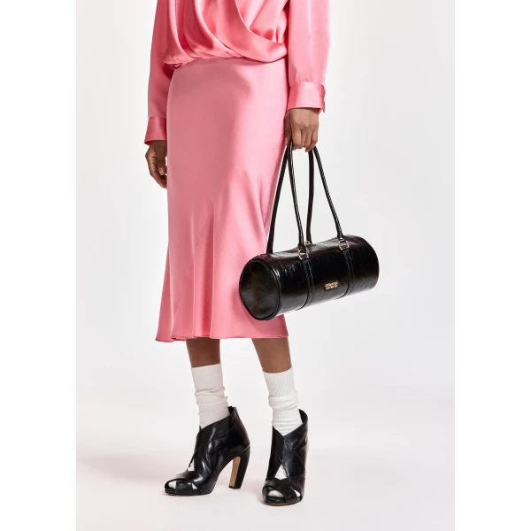 Essentiel Antwerp Light pink bias-cut midi skirt with back slit, view 3