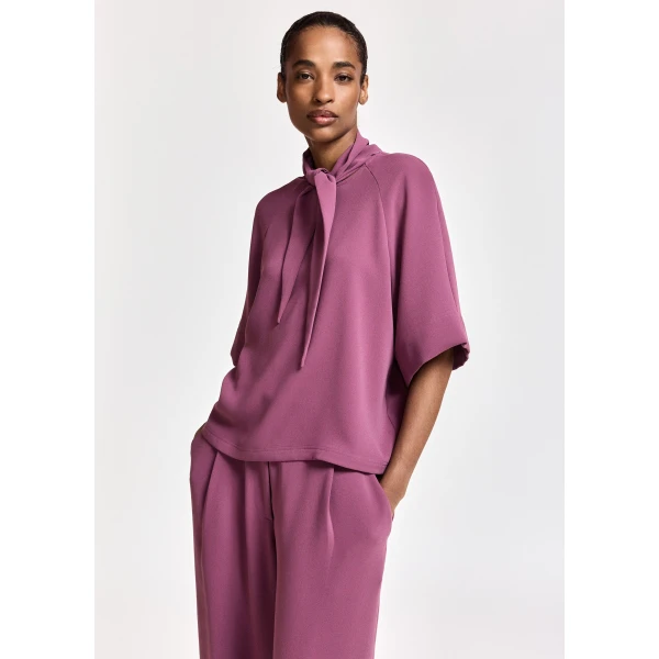 Essentiel Antwerp Mauve scarf-like collar top, view 2