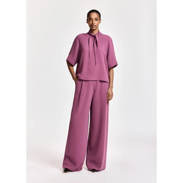 Essentiel Antwerp Mauve wide-leg pants, view 2