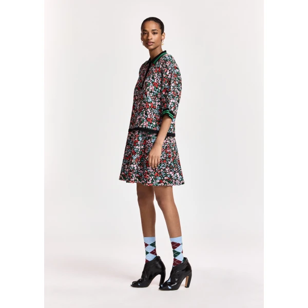Essentiel Antwerp Multicolor floral jacquard flared mini skirt, view 2