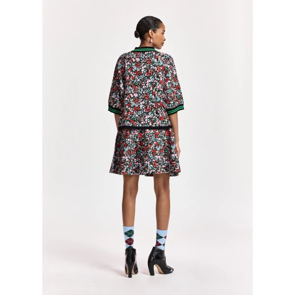 Essentiel Antwerp Multicolor floral jacquard flared mini skirt, view 4
