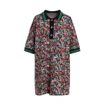 Essentiel Antwerp Multicolor floral polo mini dress with striped ribbed trims