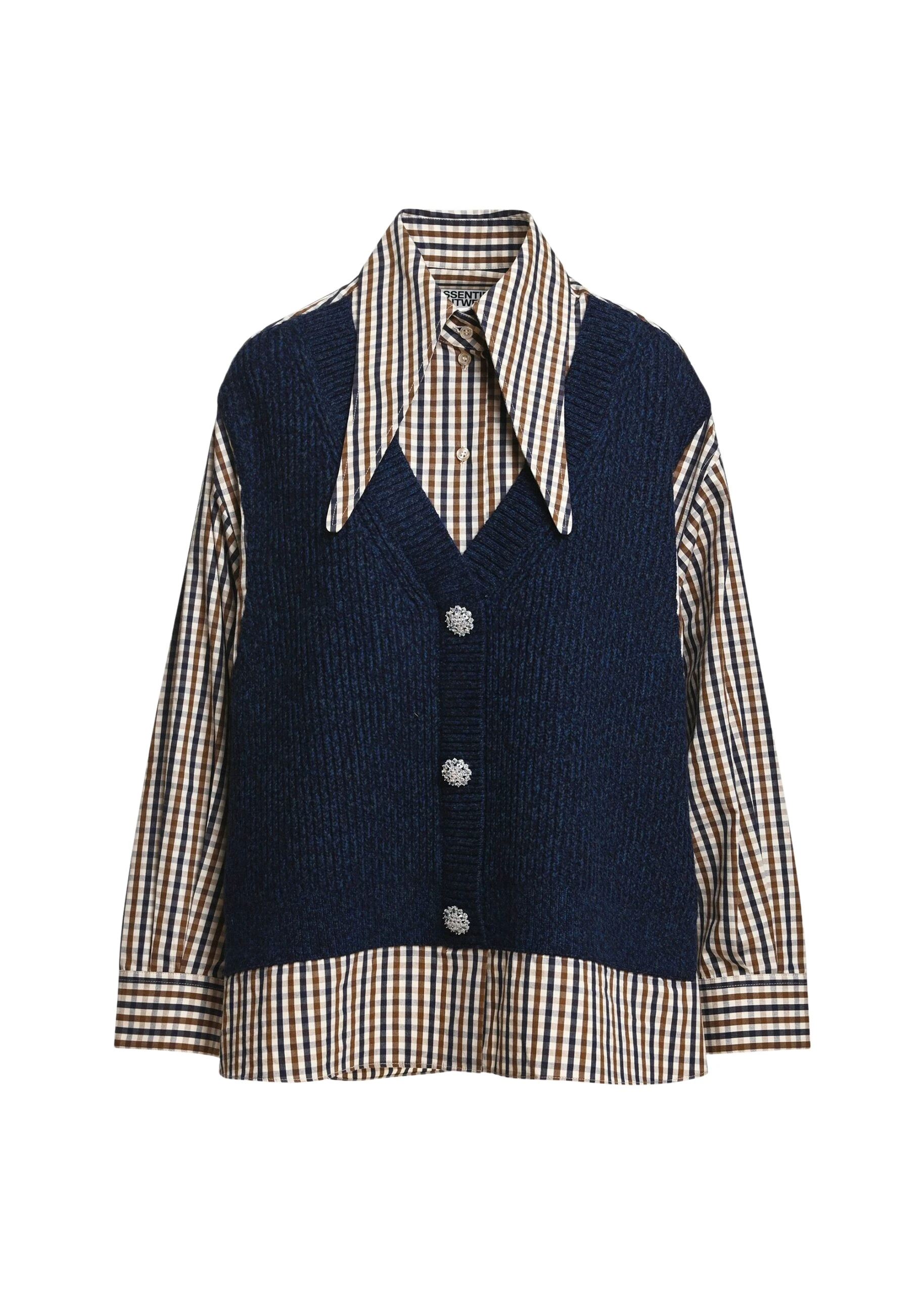Essentiel-Antwerp-Navy-brown-and-off-white-layered-knit-vest-shirt-scaled98475_nobg Essentiel Antwerp Navy, brown and off-white layered knit vest shirt