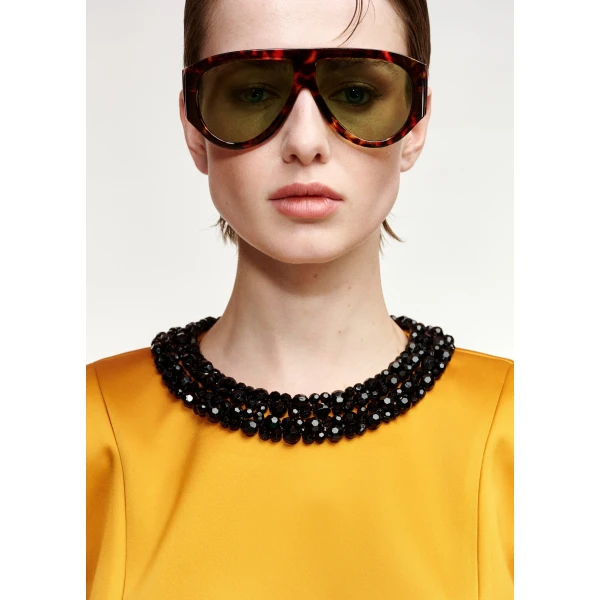 Essentiel Antwerp Ochre mini dress with embellished neckline, view 5