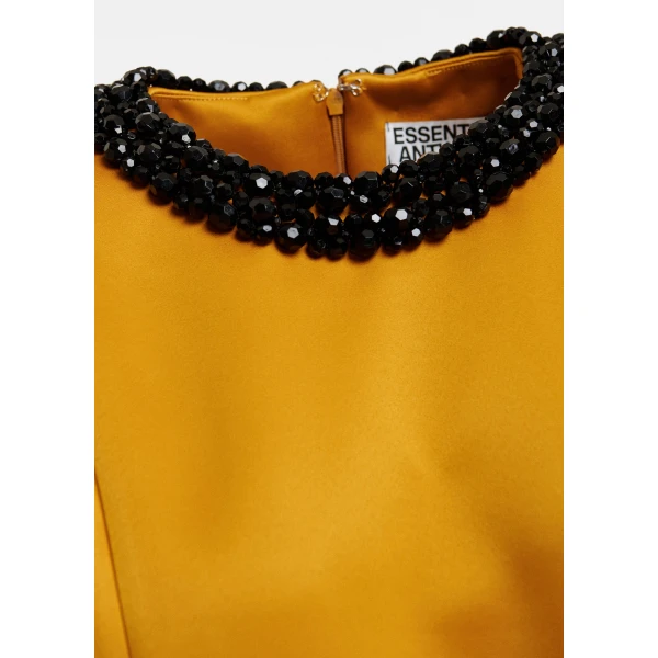 Essentiel Antwerp Ochre mini dress with embellished neckline, view 6