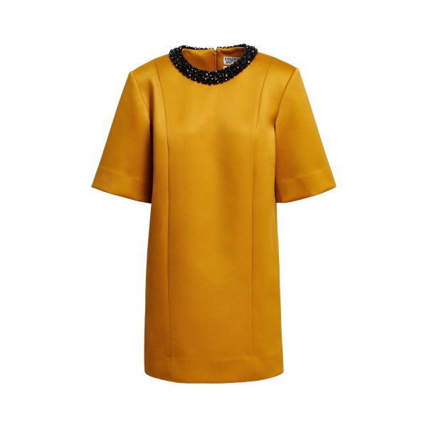 Essentiel Antwerp Ochre mini dress with embellished neckline