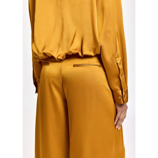 Essentiel Antwerp Ochre wide-leg satin pants, view 5