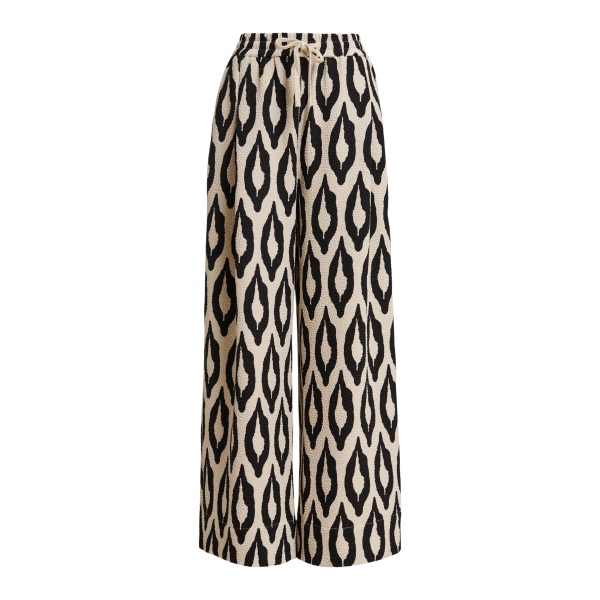 Essentiel Antwerp Off-white and black printed wide-leg pants