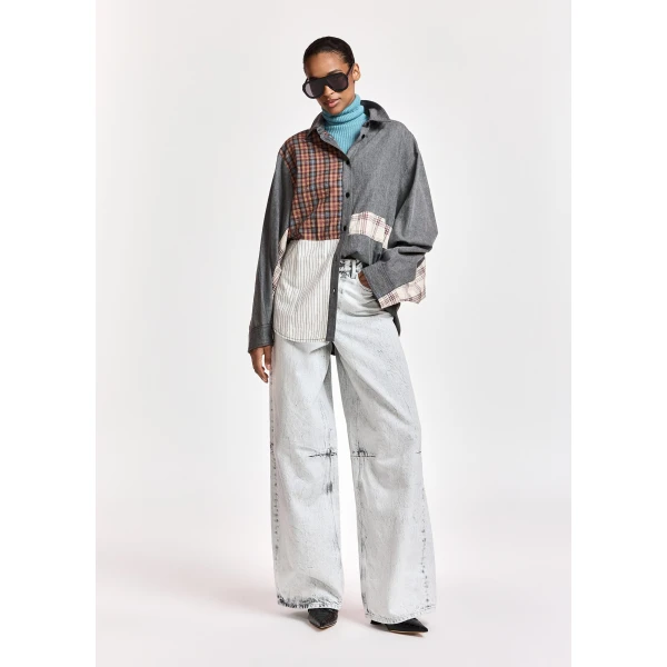Essentiel Antwerp Off-white dirty-effect finish wide-leg jeans, view 2
