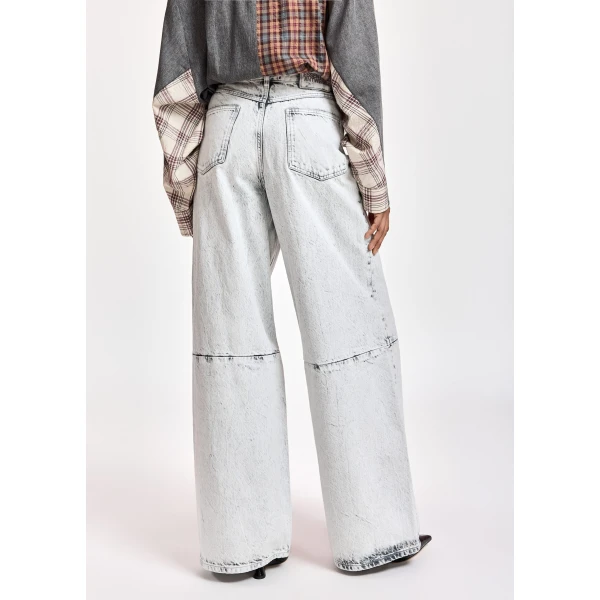 Essentiel Antwerp Off-white dirty-effect finish wide-leg jeans, view 5