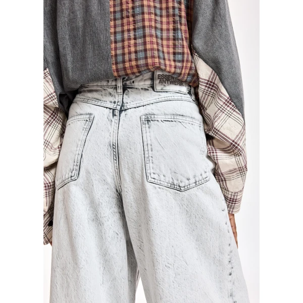 Essentiel Antwerp Off-white dirty-effect finish wide-leg jeans, view 6
