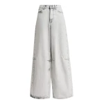 Essentiel Antwerp Off-white dirty-effect finish wide-leg jeans