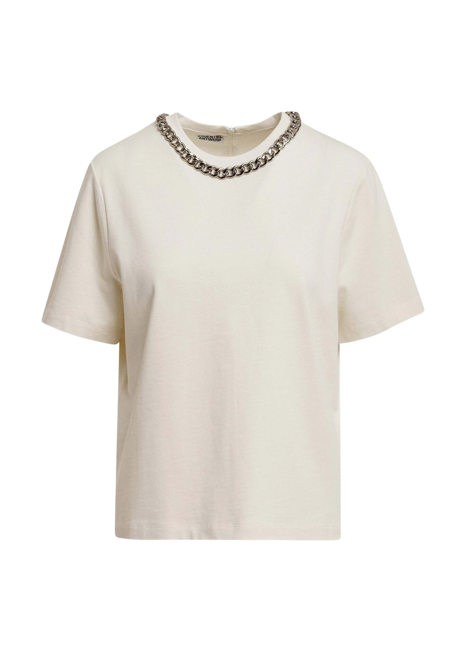 Essentiel-Antwerp-Off-white-organic-cotton-T-shirt-with-chain-embellished-neckline-scaled67441_nobg Essentiel Antwerp Off-white organic cotton T-shirt with chain-embellished neckline Top