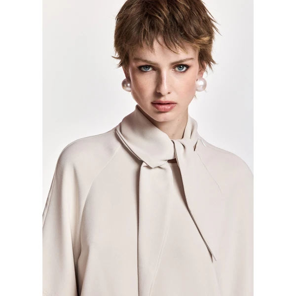Essentiel Antwerp Off-white scarf-like collar top, view 2