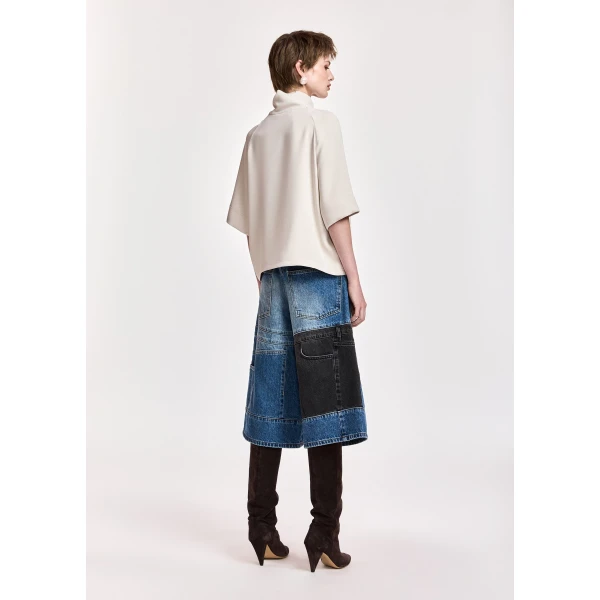 Essentiel Antwerp Off-white scarf-like collar top, view 5