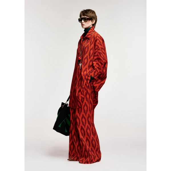 Essentiel Antwerp Orange and burgundy printed oversized mini dress, view 4