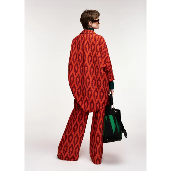 Essentiel Antwerp Orange and burgundy printed oversized mini dress, view 5
