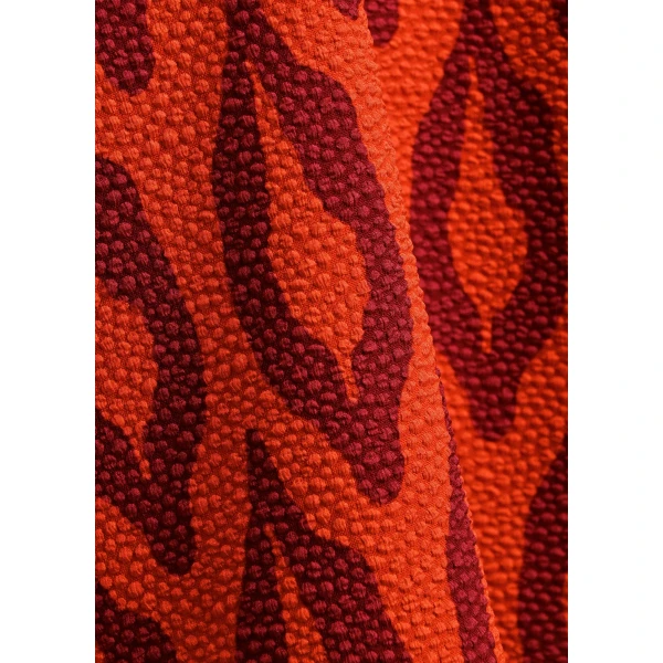 Essentiel Antwerp Orange and burgundy printed top with gathered neckline, view 6