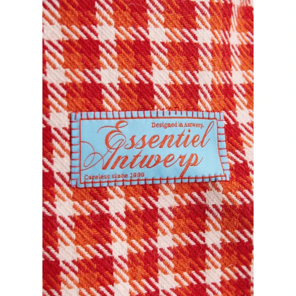 Essentiel Antwerp Orange and cream checked wool-blend jacket with patch pockets, view 6