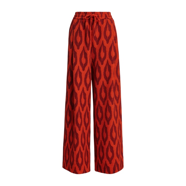 Essentiel Antwerp Orange and dark red printed wide-leg pants
