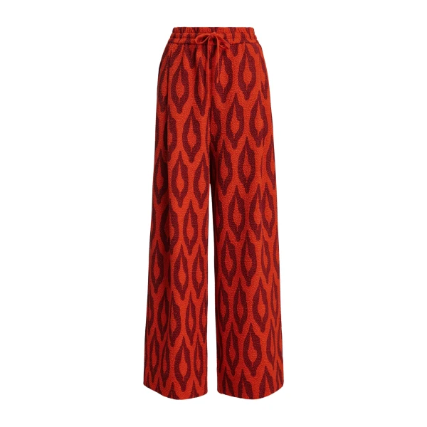 Essentiel Antwerp Orange and dark red printed wide-leg pants