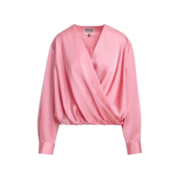 Essentiel Antwerp Pink draped wrap top with V-neck