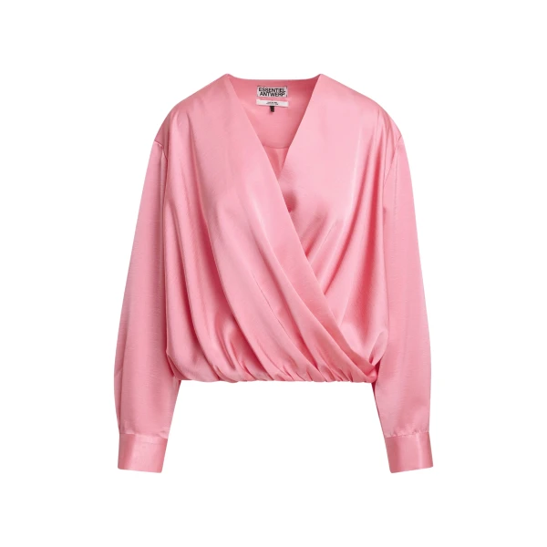 Essentiel Antwerp Pink draped wrap top with V-neck