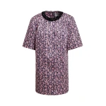 Essentiel Antwerp Pink, purple and black floral mini dress with embellished neckline