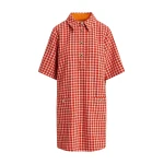 Essentiel Antwerp Red and cream checked mini dress with patch pockets