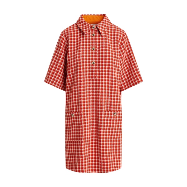 Essentiel Antwerp Red and cream checked mini dress with patch pockets
