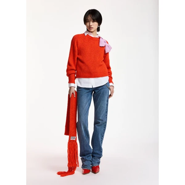Essentiel Antwerp Red and pink bow-embellished knitted sweater, view 4
