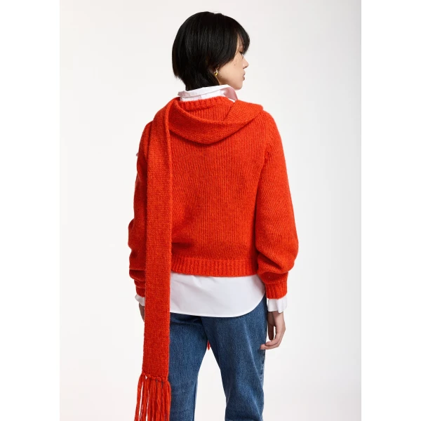 Essentiel Antwerp Red and pink bow-embellished knitted sweater, view 6