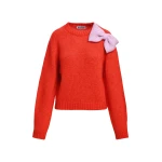 Essentiel Antwerp Red and pink bow-embellished knitted sweater