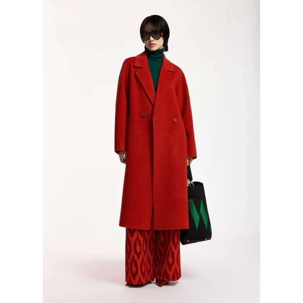 Essentiel Antwerp Red belted wool coat, view 4