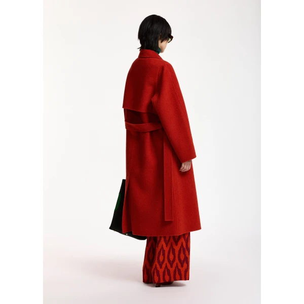 Essentiel Antwerp Red belted wool coat, view 5